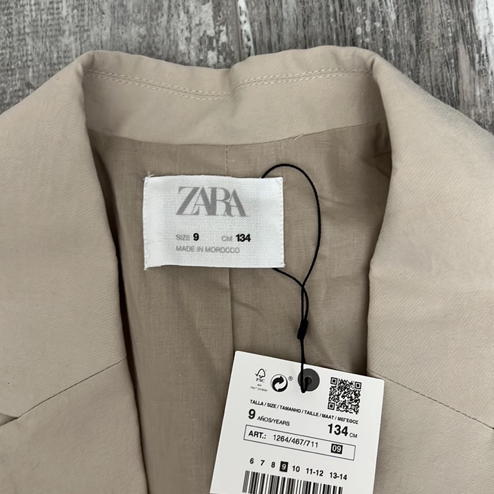 Zara Girls Ecru Crop Blazer - Picture 6 of 7